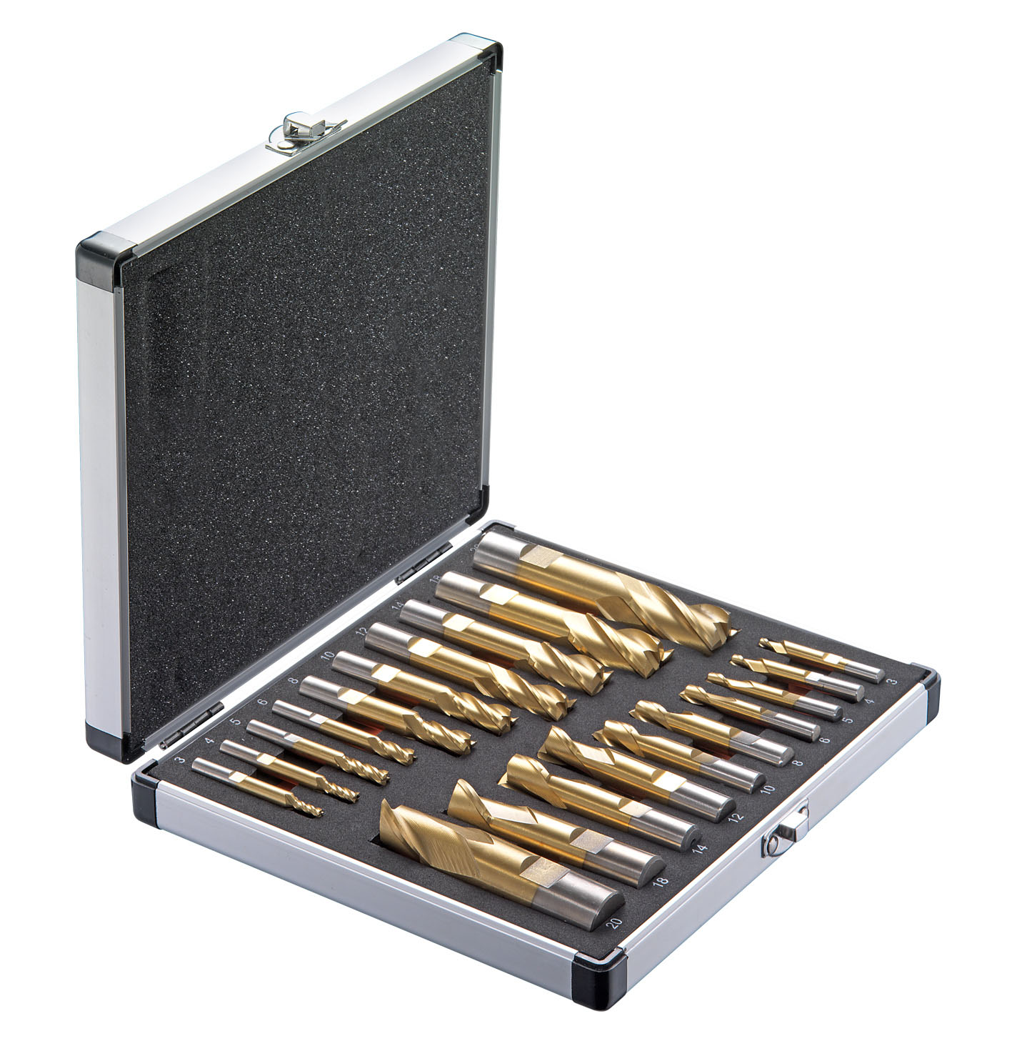 Alduro Schaftfräser-Satz HSS-TIN 20-teilig