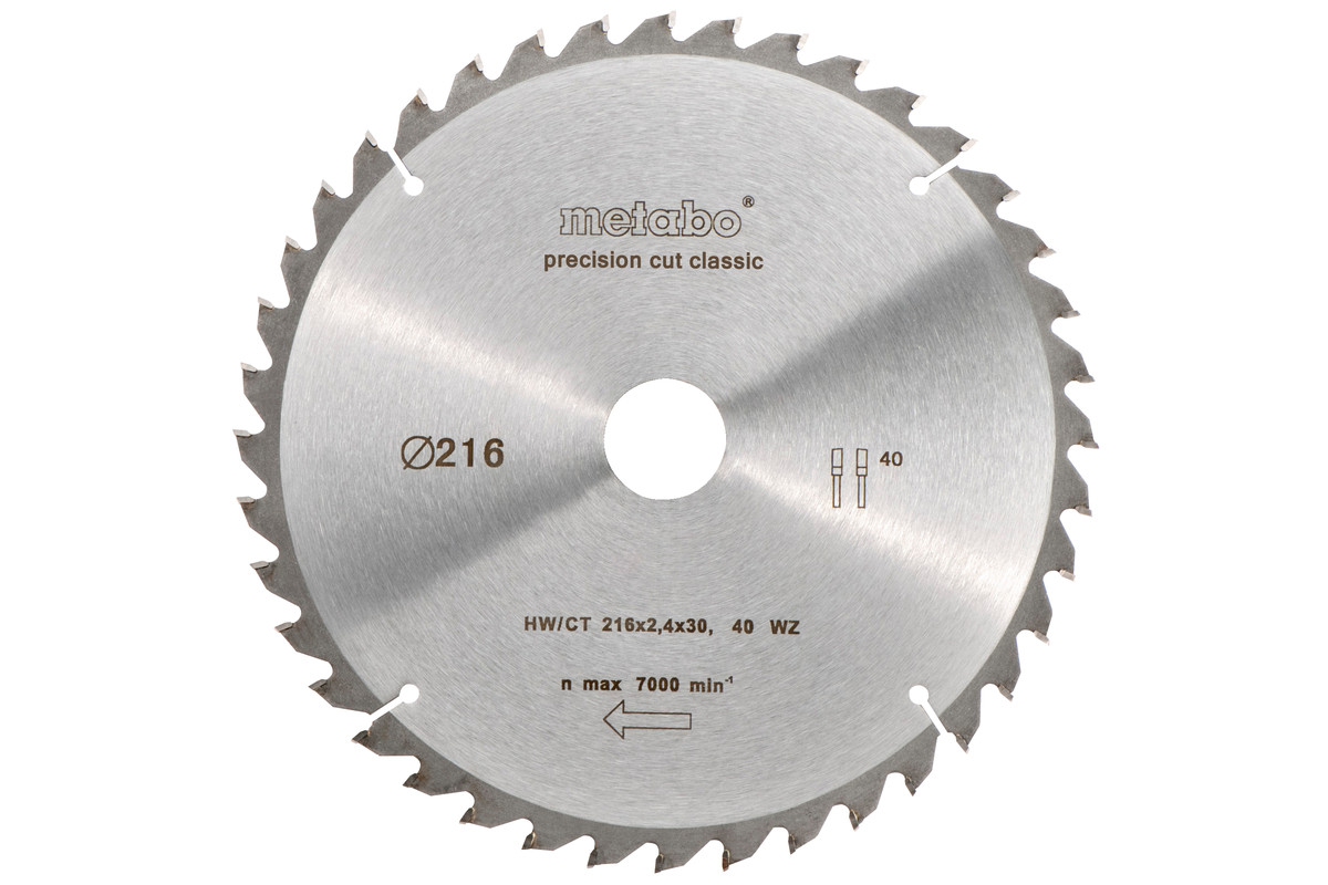 Metabo Kreissägeblatt Classic Holz 216x30mm 40Z