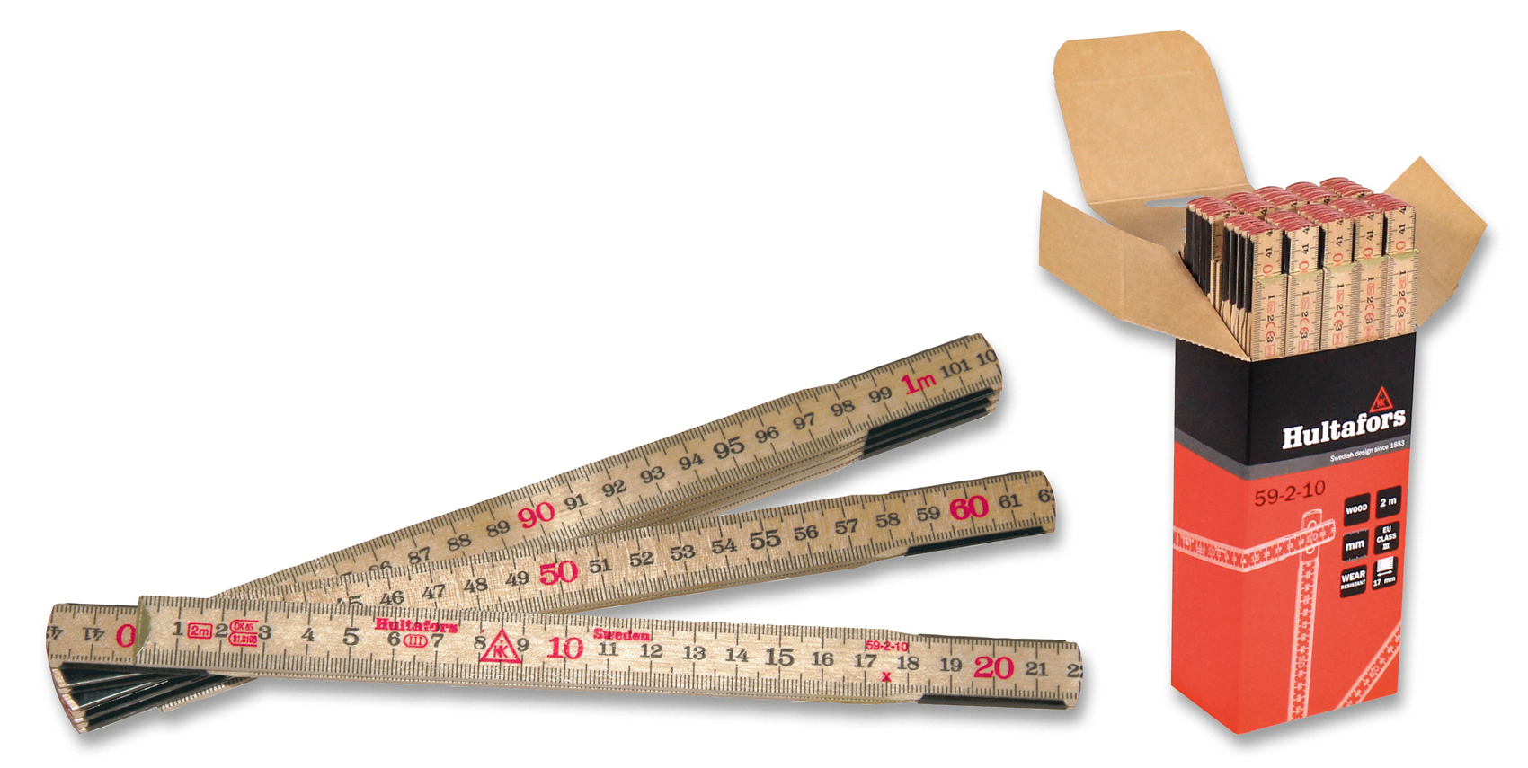 Hultafors Gliedermeter Holz 2m 10 Stk.