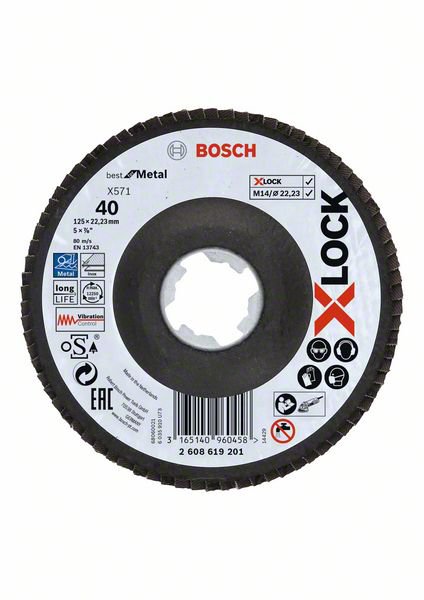 Bosch X-Lock Fächerscheibe BfM, 125mm K40 gek.