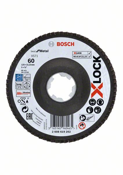 Bosch X-Lock Fächerscheibe BfM, 125mm K60 gek.