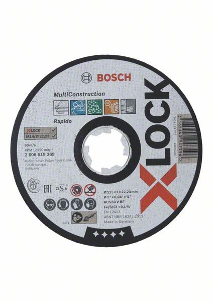 Bosch X-Lock Trennscheibe, 125x1mm Rap.Multi ger.