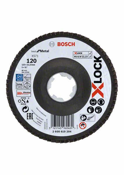 Bosch X-Lock Fächerscheibe BfM, 125mm K120 gekr.