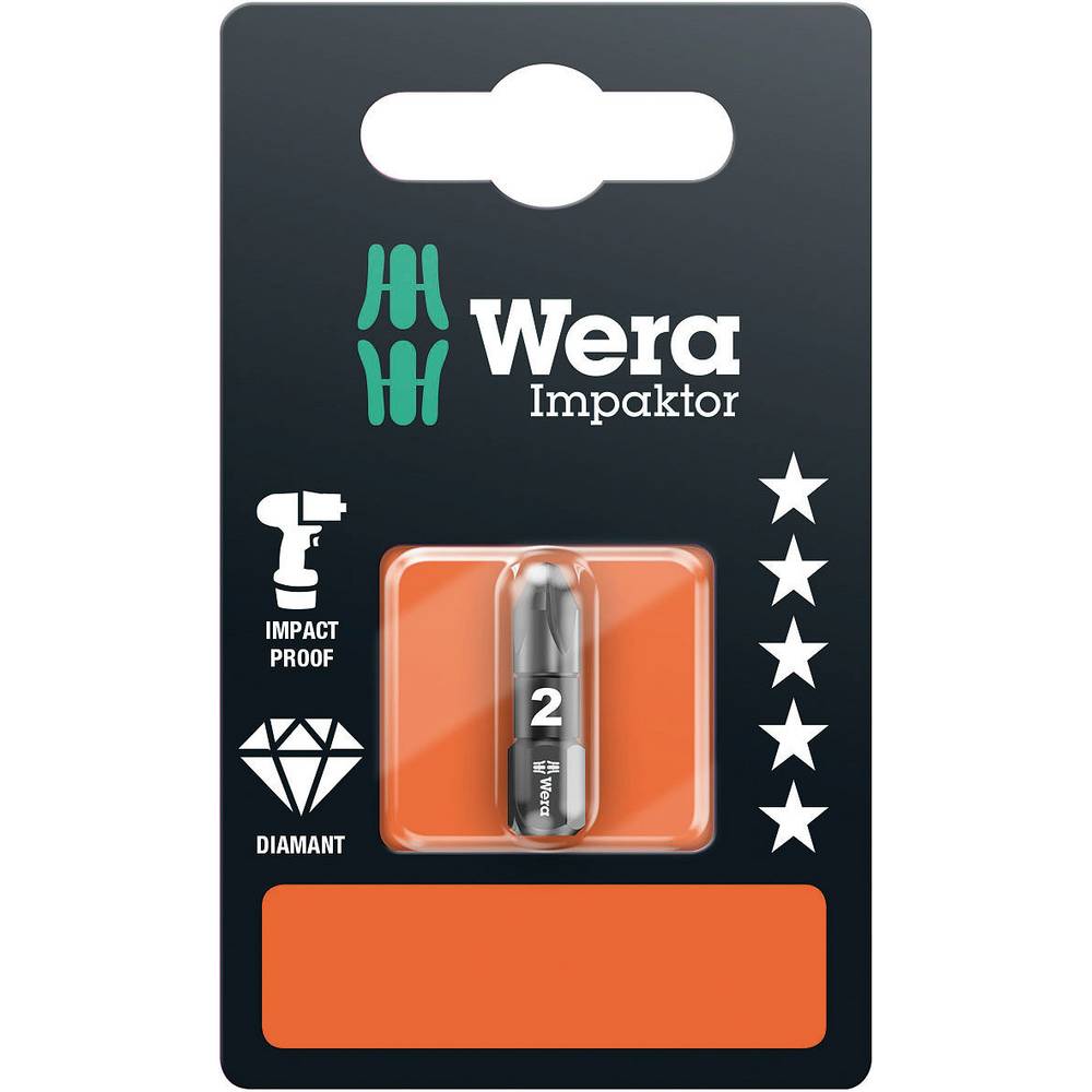 Wera Pozidrive-Bits, Impact, PZ2x25mm, SB