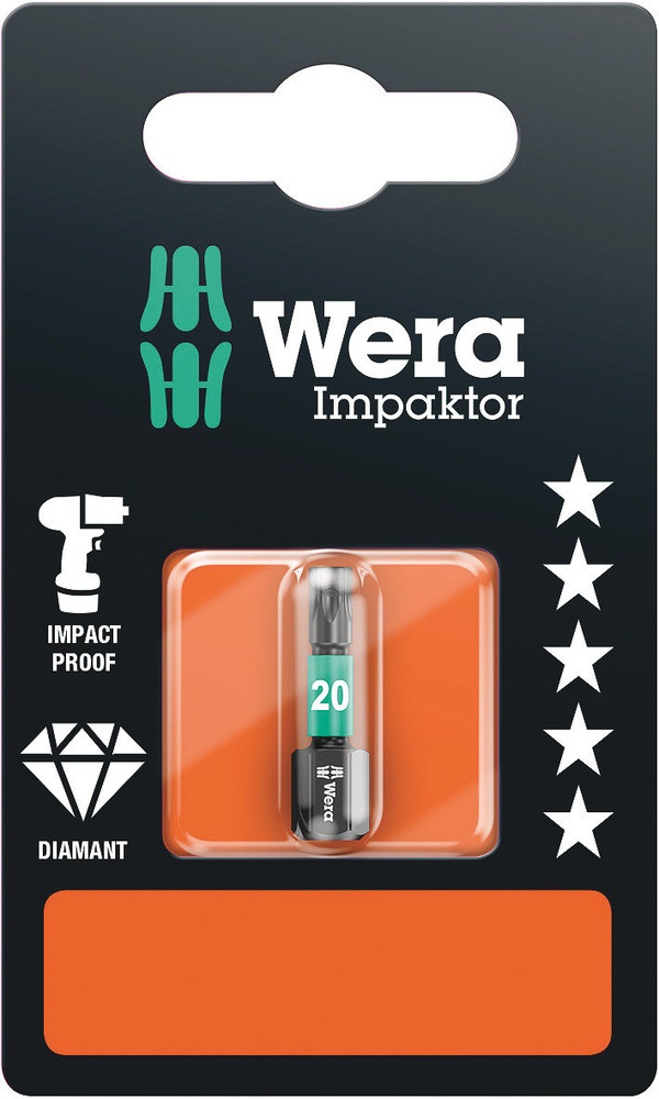 Wera Torx-Bits, Impact, TX20x25mm, SB