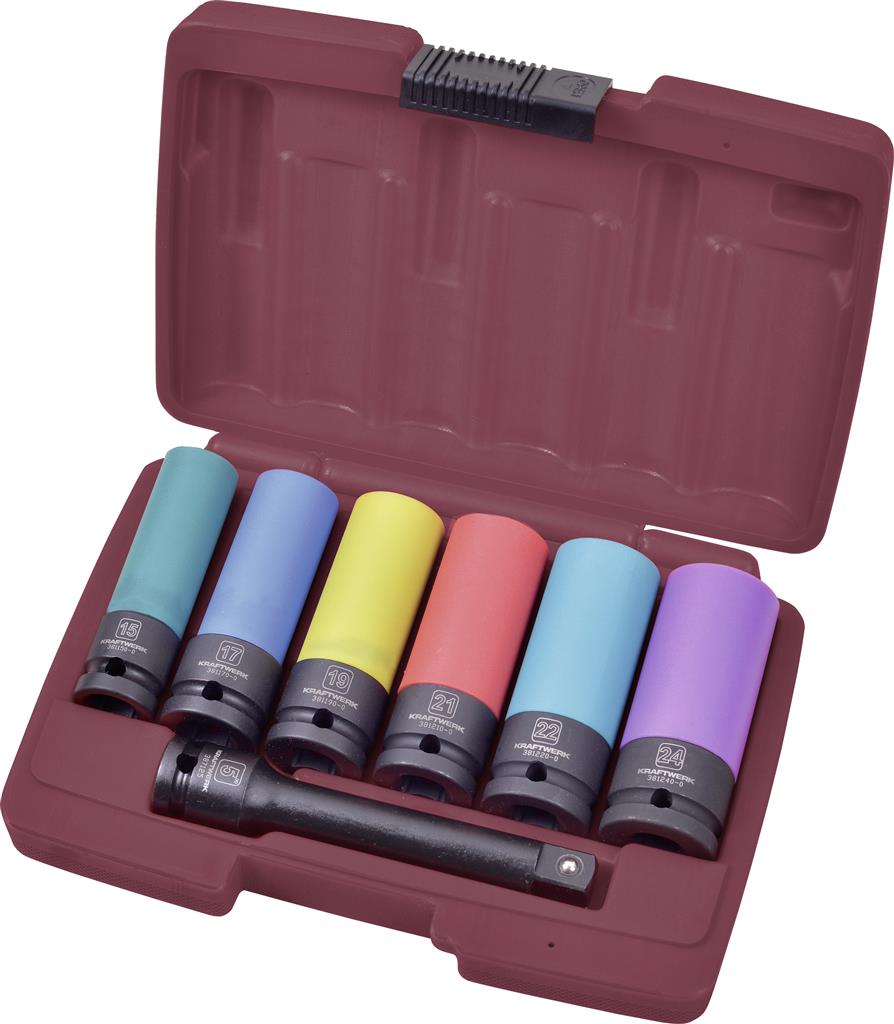 Kraftwerk 7-t.Alufelgen-Schl.-Steckschl.eins. 1/2\"