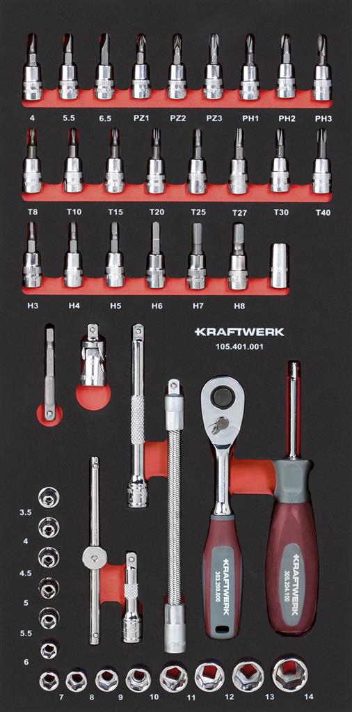 Kraftwerk Steckschl.satz 1/4\" 46-tlg 20x40 Einlage