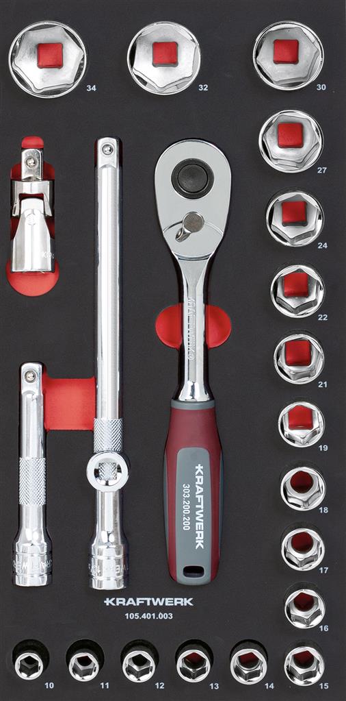 Kraftwerk Steckschl.satz 1/2\" 22-tlg 20x40 Einlage