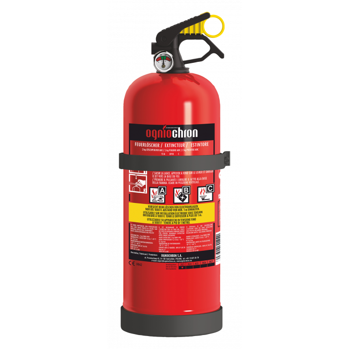 Pulver-Feuerlöscher 2kg, ABC mit Manometer