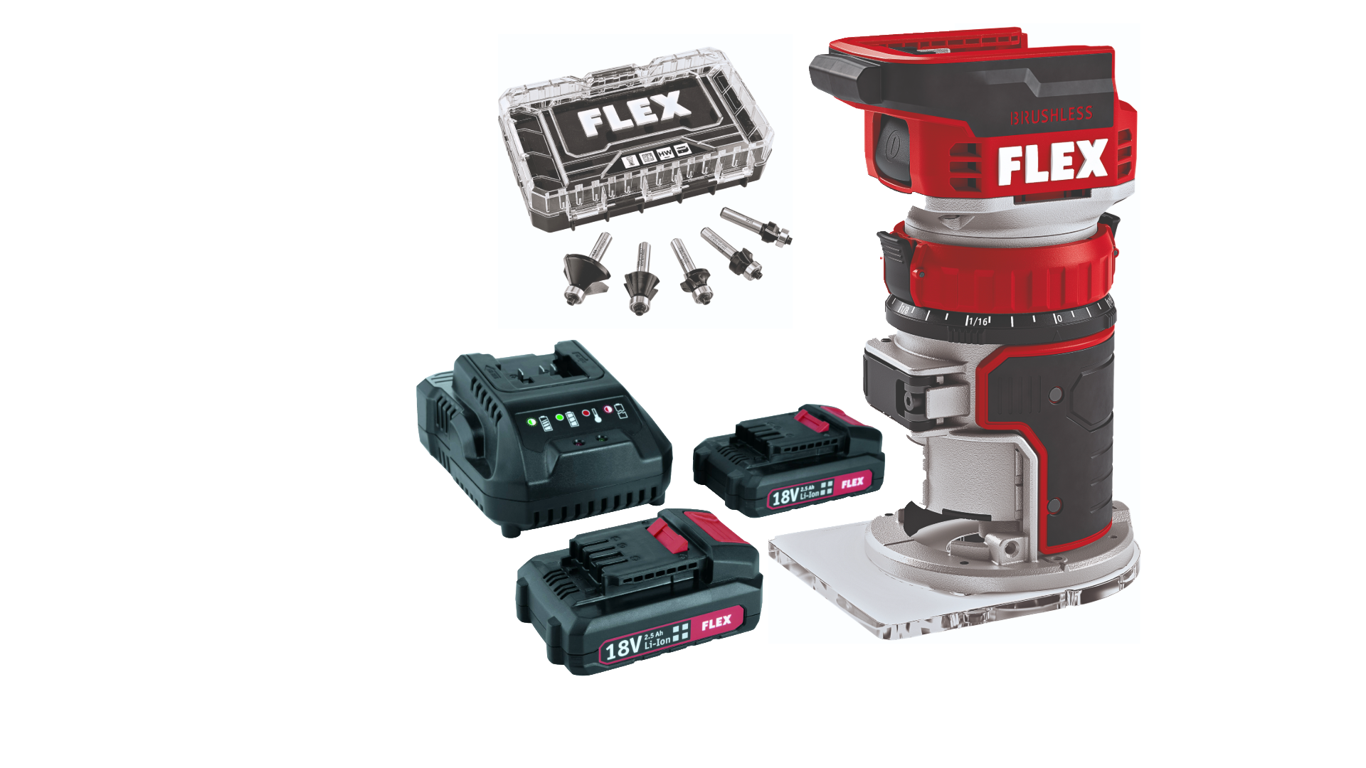 FLEX Akku-Einhandfräse CER 18.0-EC C Set