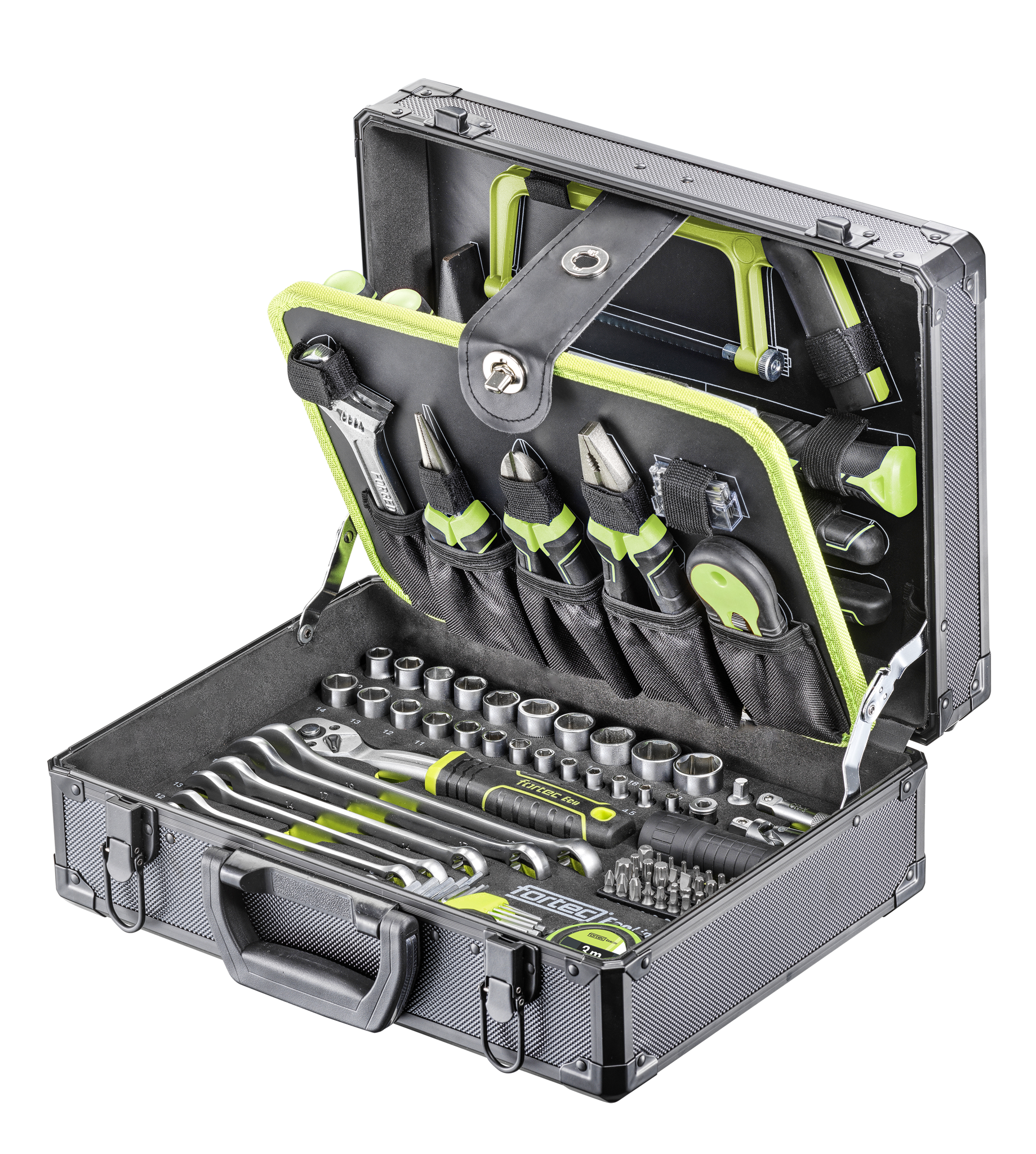 fortec® Werkzeugkoffer Alu "ECO" 126-tlg.